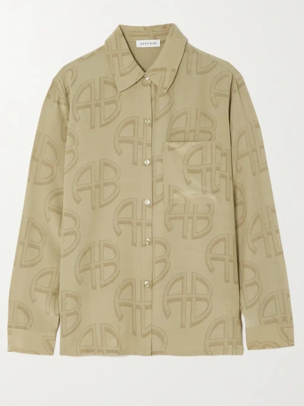 Anine Bing Aspen Printed Georgette Shirt Logo Button Down - Picture 2 of 6